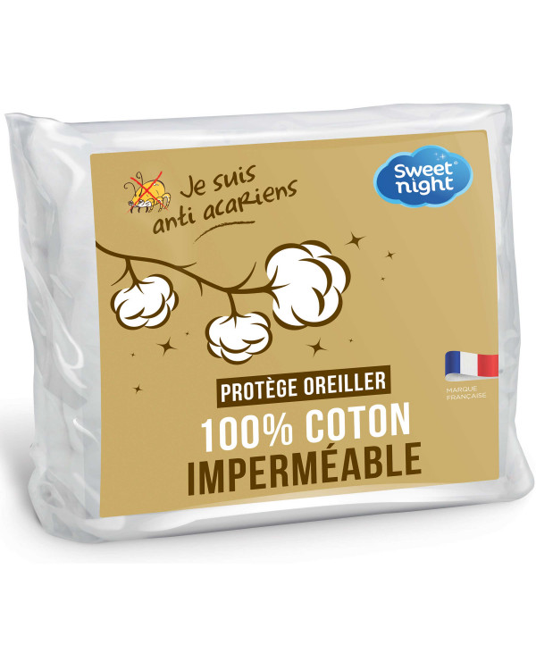 Protège oreiller anti-acariens impérméable et absorbant coton 65x65cm  Revissimo