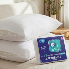 Lot de 2 protèges oreillers imperméable - Lavable à 90°