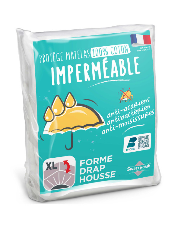 Protège matelas 100% coton imperméable et anti acariens