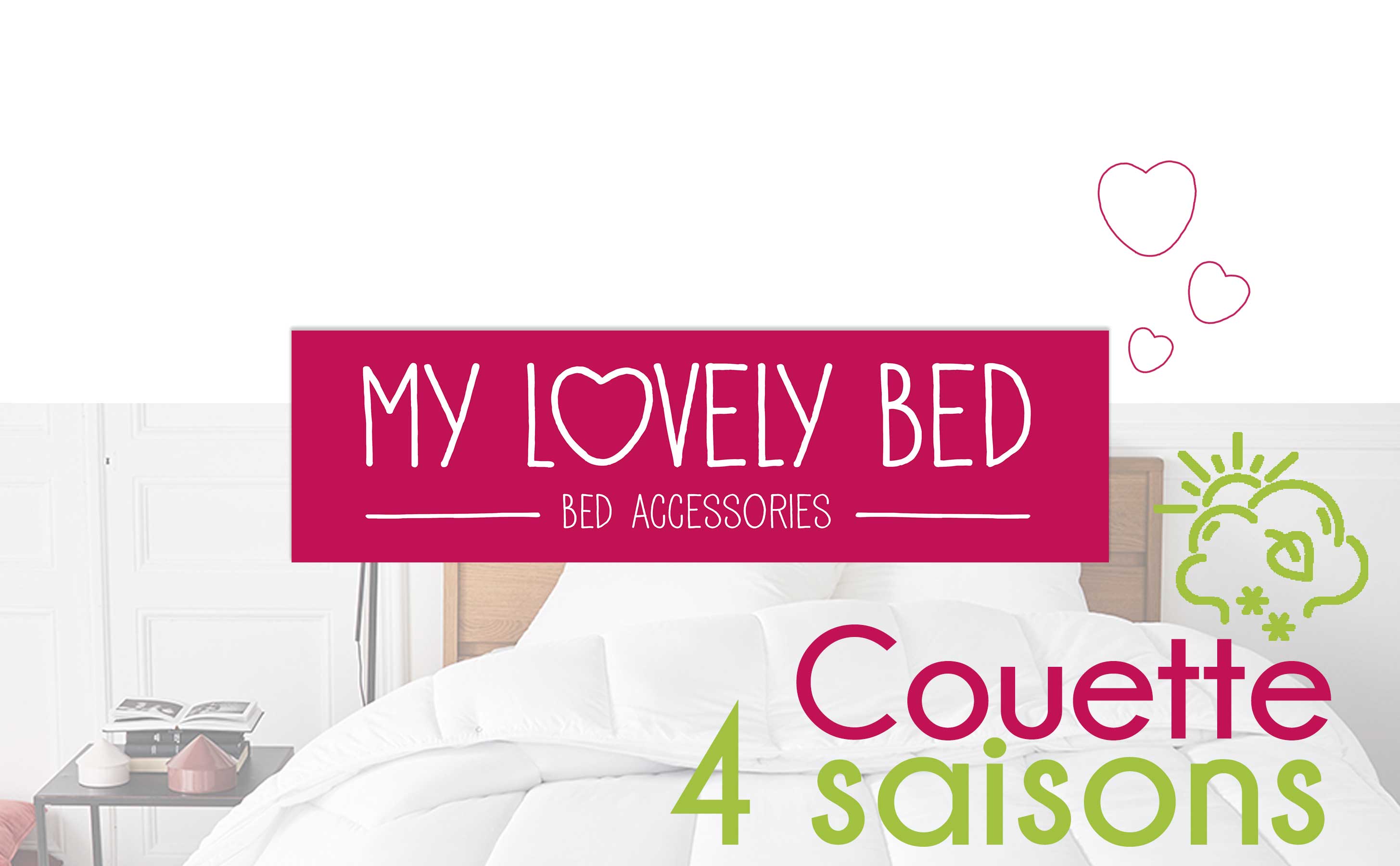 My Lovely Bed - Couette 4 Saisons 240x260 cm, 3 en 1 (200g/m² et 300g/m² =  500g/m²)